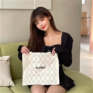(rhombus  Beige)canvas bag high capacity Shoulder bag bag Korean style leisure bag