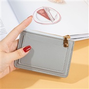 ( gray)girl student zipper short style pure color Korean style Coin bag more Card purse Wallets