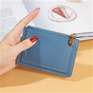 ( blue)girl student zipper short style pure color Korean style Coin bag more Card purse Wallets