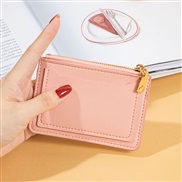 ( Pink)girl student zipper short style pure color Korean style Coin bag more Card purse Wallets
