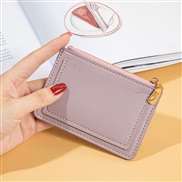 ( Lilac colour)girl student zipper short style pure color Korean style Coin bag more Card purse Wallets