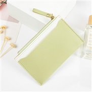 ( green)Card purse woman zipper coin PursePU leather splice color small fresh Wallets