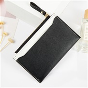 ( black)Card purse woman zipper coin PursePU leather splice color small fresh Wallets