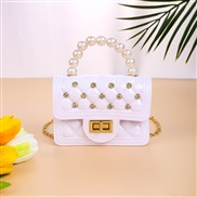 ( white)Pearl portable Jelly bag shoulder messenger bag Mini handbag portable Lingge bag woman