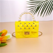 ( yellow)Pearl portable elly bag shoulder messenger bag Mini handbag portable Lingge bag woman