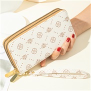 ( FlowerRice white )coin bag woman long style occidental style fashion high capacity Double zipper bag woman print Clut