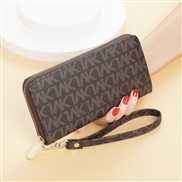 ( Dark coffee color)long style coin bag woman man Korean style zipper Clutch print more high capacity bag