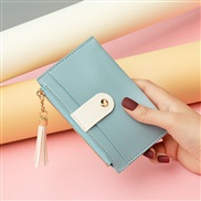 ( blue)Card purse woman Korean style small fresh tassel coin Purse more splice color Mini samll coin bag woman