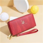 ( red)lady coin bag long style swan gilded wave pattern fashion high capacity Double zipper Clutch