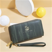 ( green)lady coin bag long style swan gilded wave pattern fashion high capacity Double zipper Clutch