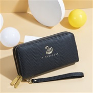 ( black)lady coin bag long style swan gilded wave pattern fashion high capacity Double zipper Clutch