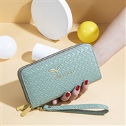 ( green)lady coin bag long style gilded weave pattern fashion Double zipper high capacity Clutch