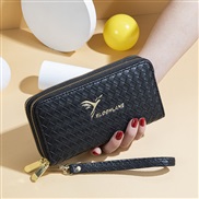 ( black)lady coin bag long style gilded weave pattern fashion Double zipper high capacity Clutch