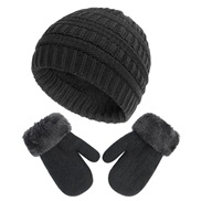 ( black S)hat  occidental style sweet knitting gloves set warm velvet thick woolen child