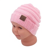 (With CC mark )( pink )new occidental style fashion child hat woolen knitting  hedging warm hat