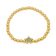 ( green) wind bronze gold plated beads beads embed zircon Five-pointed star bracelet womanbrg