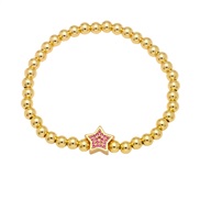 ( rose Red) wind bronze gold plated beads beads embed zircon Five-pointed star bracelet womanbrg