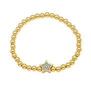 wind bronze gold plated beads beads embed zircon Five-pointed star bracelet womanbrg