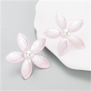 ( Pale pink) Korean style creative color small fresh Alloy flowers earrings woman all-Purpose earring star same style e