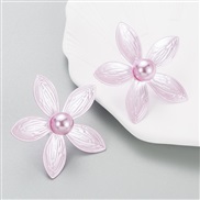 Korean style creative color small fresh Alloy flowers earrings woman all-Purpose earring star same style earring ar