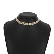 ( Gold) wind retro row diamond chain  Metal brief wind Rhinestone claw chain personality fashion necklace