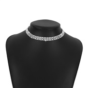 ( White K) wind retro row diamond chain  Metal brief wind Rhinestone claw chain personality fashion necklace