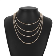( Gold) long style  claw chain Rhinestone geometry necklace chain