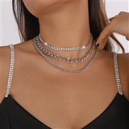 ( White K)occidental style wind exaggerating chain chain  claw chain multilayer retro punk necklace