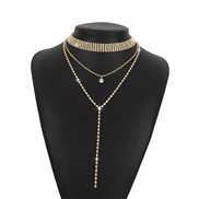 ( Gold)occidental style fashion necklace  long style fully-jewelled claw chain multilayer chain personality fashion sty