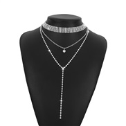 ( White K)occidental style fashion necklace  long style fully-jewelled claw chain multilayer chain personality fashion 