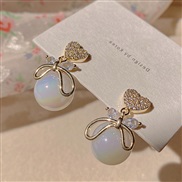(EHgold   Silver needle) color Pearl bow earrings high temperament samll ear stud embed woman