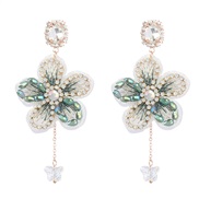 ( green)summer lace diamond Acrylic flowers earring occidental style earrings woman elegant temperament Earring