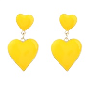 ( yellow)fashion brief personality multilayer heart-shaped Alloy enamel earrings woman occidental style temperament ear