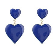 ( blue)fashion brief personality multilayer heart-shaped Alloy enamel earrings woman occidental style temperament earri