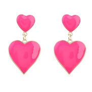 ( rose Red)fashion brief personality multilayer heart-shaped Alloy enamel earrings woman occidental style temperament e