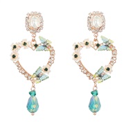 ( green)earrings multilayer resin flowers heart-shaped earring occidental style earrings woman retro Bohemia Earring