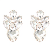 ( white)earrings fashion colorful diamond series multilayer Alloy diamond glass diamond earrings woman occidental style