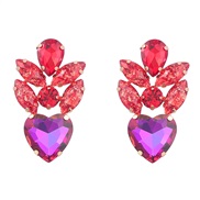 ( red)earrings fashion colorful diamond series multilayer Alloy diamond glass diamond earrings woman occidental style g