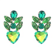 ( green)earrings fashion colorful diamond series multilayer Alloy diamond glass diamond earrings woman occidental style