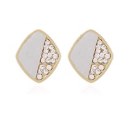 ( white)occidental style Alloy diamond geometry  fashion Double fashion ear stud Earring F