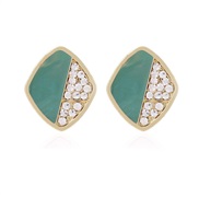 ( green)occidental style Alloy diamond geometry  fashion Double fashion ear stud arring F