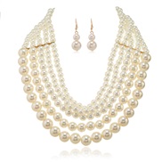 ( rice white)creative style fashion exaggerating Pearl clavicle chain woman  occidental style personality all-Purpose n
