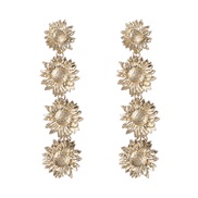 ( Gold) fashion wind Metal sun flower earrings  long style day earring