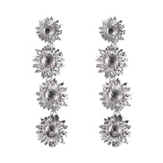 ( Silver) fashion wind Metal sun flower earrings  long style day earring