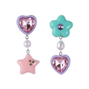 sweet lovely candy colors flowers heart-shaped earrings Japan and Korea cartoon wind star ornament resin earring