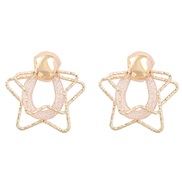 ( Gold)ins personality multilayer Five-pointed star Alloy earrings woman occidental style Metal geometry ear studearrin