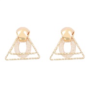 ( Gold)ins personality multilayer triangle Alloy earrings woman occidental style Metal geometry ear studearrings