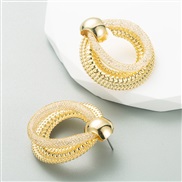(gold )occidental style creative geometry Rhinestone series earrings woman Alloy diamond trend all-Purpose Earring