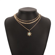 ( Gold) turquoise sun flower fashion necklace  samll chain retro chain