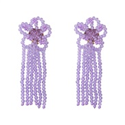 (purple)fashion crystal tassel earrings  Bohemia temperament handmade weave flowers ornament long style earring